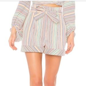 NICHOLAS rainbow striped belted shorts